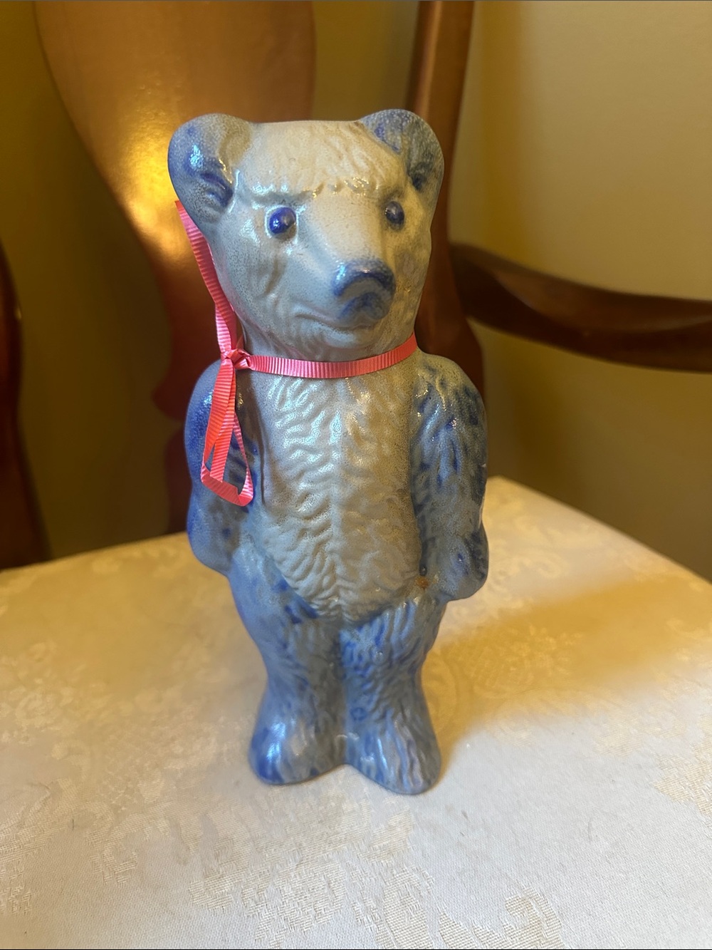 1996 Beaumont Brothers Pottery salt-glazed ceramic cobalt blue teddy bear